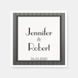 Guardanapo De Papel Arte Deco Casamento Elegante de Black and White St
