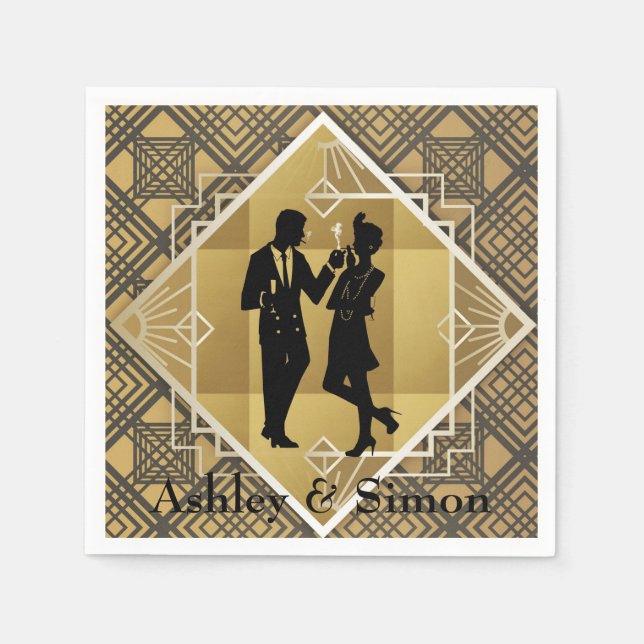 Guardanapo De Papel Arte Deco dos anos 1920. Garçonne. (Frente)