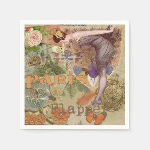 Guardanapo De Papel Arte Deco Pavão Colagem Flapper Paris Vintage
