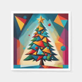 Guardanapo De Papel Arte Deco Triângulo Geométrico de Árvore de Natal