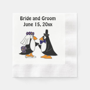 Guardanapo De Papel Arte do casamento do pinguim dos noivos