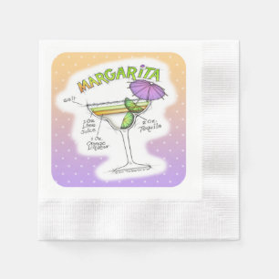 GUARDANAPO DE PAPEL ARTE DO COCKTAIL DA RECEITA DE MARGARITA