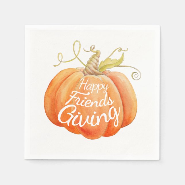 Guardanapo De Papel Arte em aquarela de abóbora Friendsgiving (Frente)