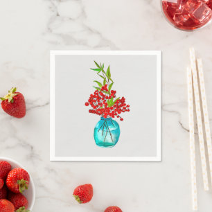 Guardanapo De Papel Arte em aquarela de frutos vermelhos