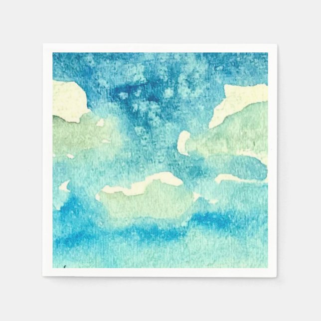 Guardanapo De Papel Arte em Aquarela de Nuvens (Frente)