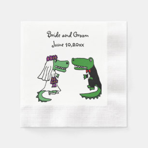 Guardanapo De Papel Arte engraçada do casamento do jacaré dos noivos