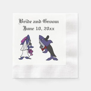 Guardanapo De Papel Arte engraçada do casamento dos noivos do tubarã