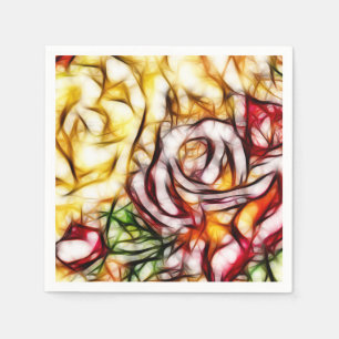Guardanapo De Papel Arte Floral Abstrata Amarela Luz Rosa Iluminação A