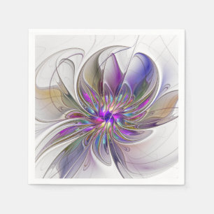 Guardanapo De Papel Arte floral abstrata fractal energética e colorida