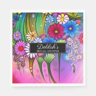Guardanapo De Papel Arte Floral Moderna Bonita e Brilhante Chá de Noiv