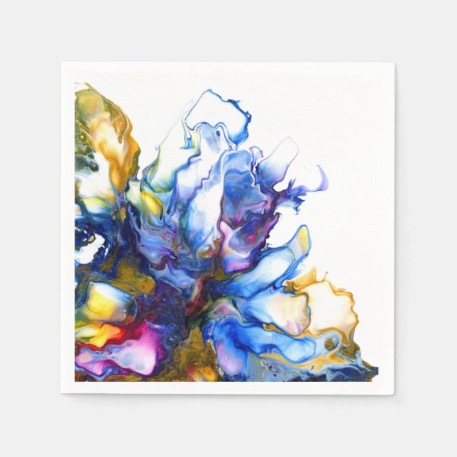 Guardanapo De Papel Arte Fluida de Agato de Marble Azul (Frente)