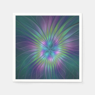 Guardanapo De Papel Arte fractal abstrata de flor de fantasia colorida
