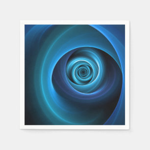 Guardanapo De Papel Arte fractal abstrata moderna em cores azuis espir