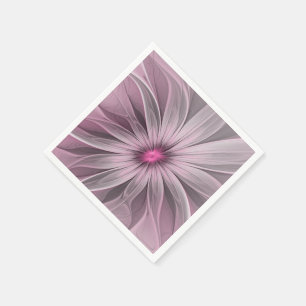Guardanapo De Papel Arte Fractal Floral de Ameixa Abstrata Flor Fantas