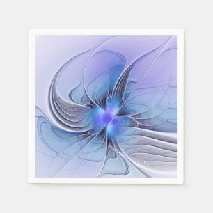 Guardanapo De Papel Arte fractal moderna abstrata lavanda azul