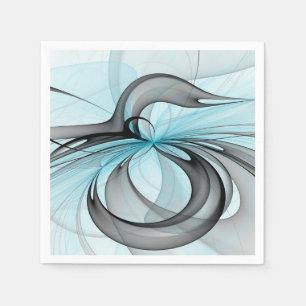 Guardanapo De Papel Arte Fractal Moderna Azul Anthracite Abstrato