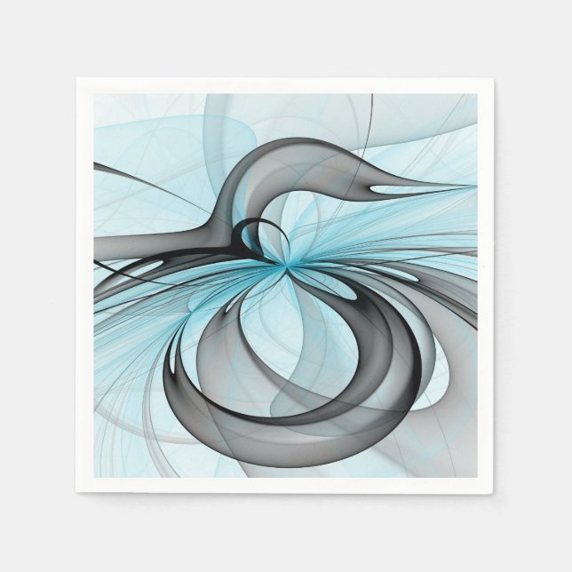 Guardanapo De Papel Arte Fractal Moderna Azul Anthracite Abstrato (Frente)