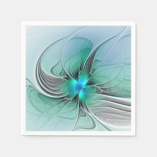 Guardanapo De Papel Arte Fractal Moderna com Azul Abstrato (Frente)