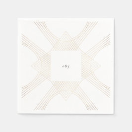 Guardanapo De Papel Arte Geométrica Oval Branca Dourada Deco Gatsby Ca