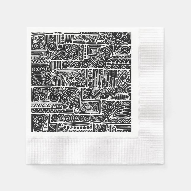 Guardanapo De Papel Arte Geométrica Preta E Branca 2 (Frente)