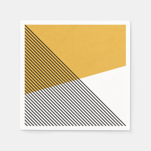 Guardanapo De Papel Arte geométrica simples, branca e amarela