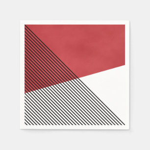 Guardanapo De Papel Arte geométrica simples, branca e vermelha