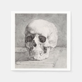 Guardanapo De Papel Arte Gráfica de Caveira: Design de Tinta Minimalis