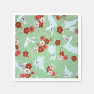 Guardanapo De Papel Arte Japonesa - Sakuras e Rabbits Papel Napkins
