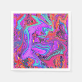 Guardanapo De Papel Arte líquida Abstrato cor-de-rosa, azul e laranja