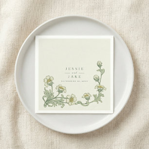 Guardanapo De Papel Arte nova clássica de casamento com bordas florais