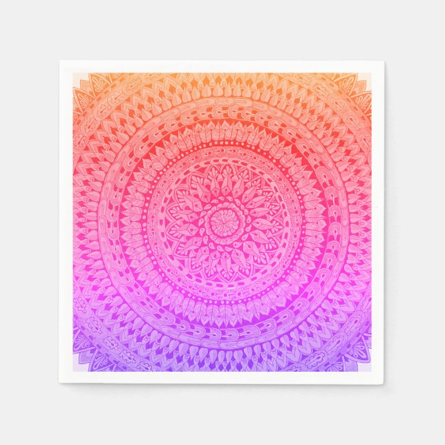 Guardanapo De Papel Arte Original de Mandala Multicolor (Frente)