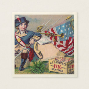 Guardanapo De Papel Arte patriótica do vintage da bandeira do menino