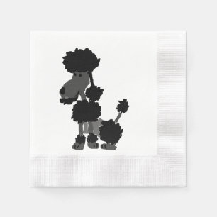 Guardanapo De Papel Arte preta engraçada do cão de caniche