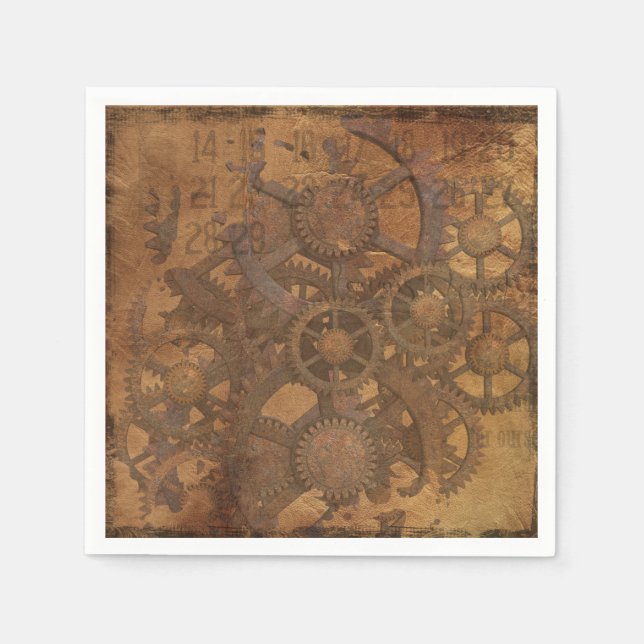 Guardanapo De Papel Arte Steampunk Gears Relógio (Frente)