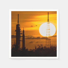 Guardanapo De Papel Artemis Moon Rocket no amanhecer