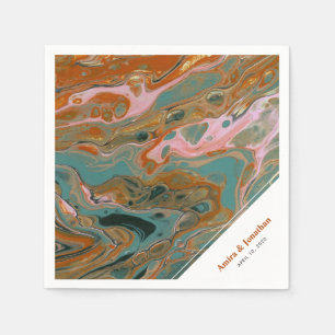 Guardanapo De Papel Artístico Boho Laranja Marble Personalizado Napkin