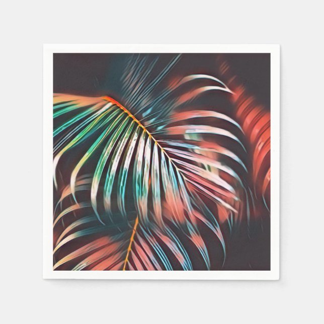 Guardanapo De Papel Artsy Coral e Teal Palm deixam a dissociação (Frente)
