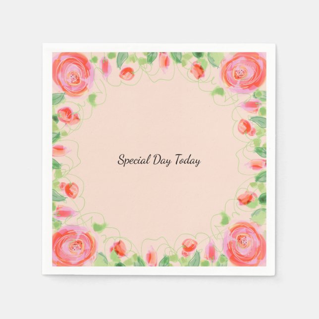 Guardanapo De Papel Artsy Floral A Rosa (Frente)