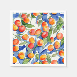 Guardanapo De Papel Artsy Summer Apricots Fruta Watercolor Patterno