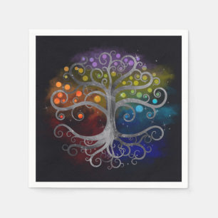 Guardanapo De Papel Árvore da vida Silver Swirl