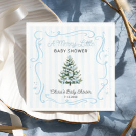 Guardanapo De Papel Árvore de Natal Azul Inverno Baby Shower