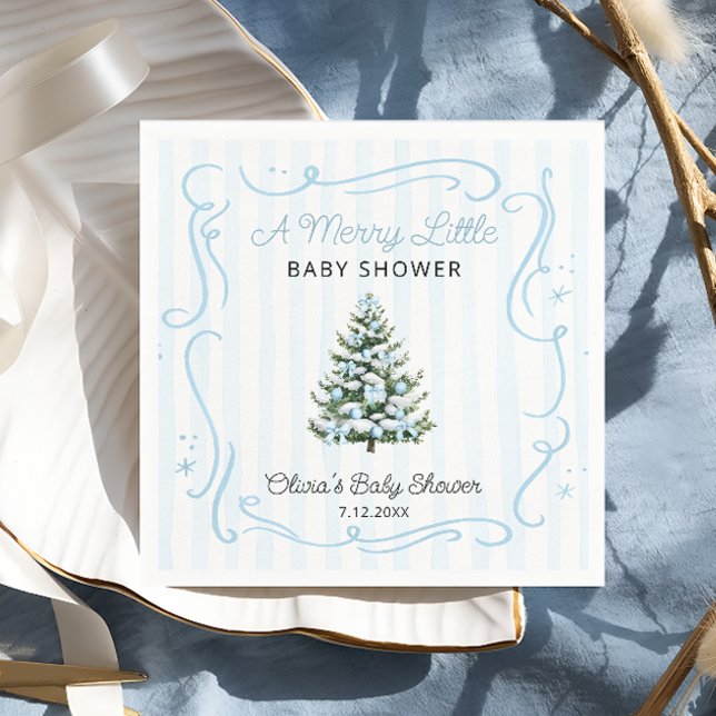 Guardanapo De Papel Árvore de Natal Azul Inverno Baby Shower (Criador carregado)