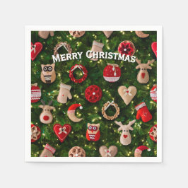 Guardanapo De Papel Árvore de Natal com brinquedos de feltro