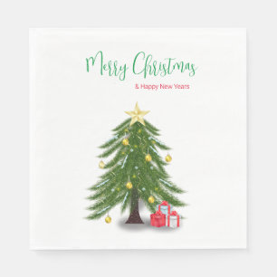 Guardanapo De Papel Árvore de Natal com presente vermelho