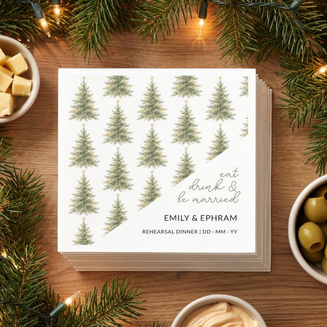 Guardanapo De Papel Árvore de Natal Coma, Beba e Case (Eat Drink & Be Married Christmas Tree Pattern Napkins by Darling & May)