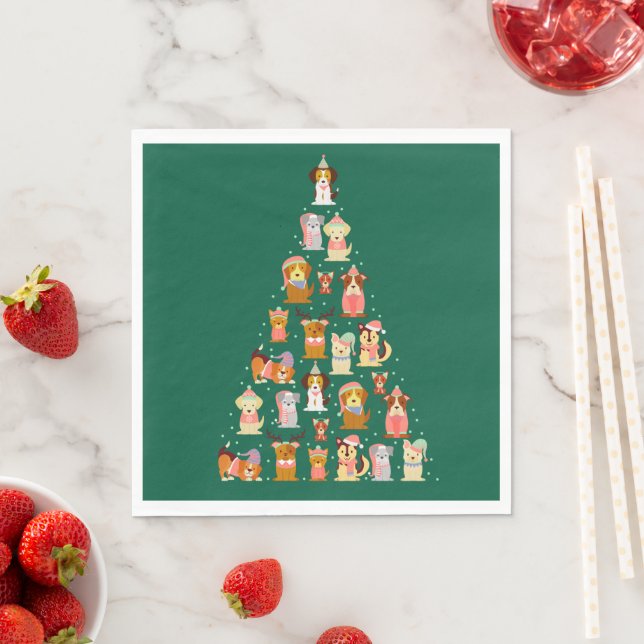 Guardanapo De Papel Árvore de Natal de Cachorro Adorável (Insitu)