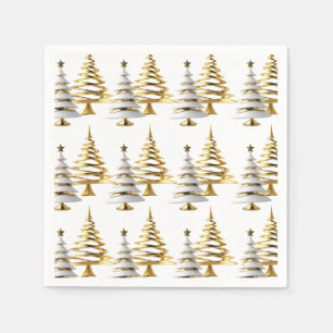 Guardanapo De Papel Árvore de Natal de inverno tema de férias dourado