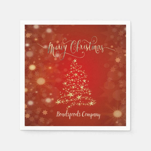 Guardanapo De Papel Árvore de Natal Dourada Elegante (Frente)