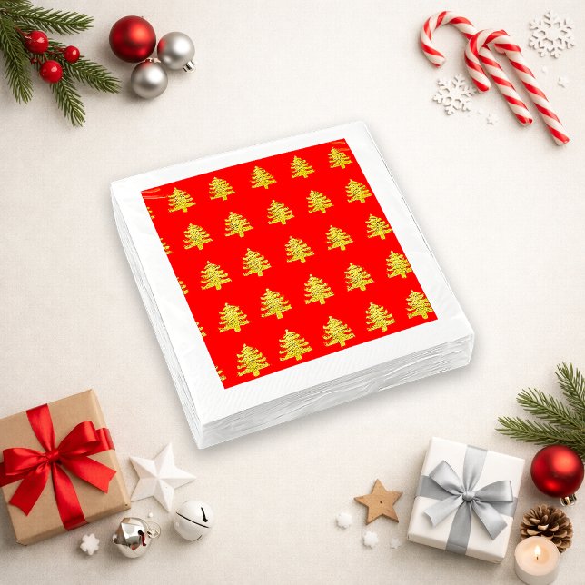 Guardanapo De Papel Árvore de Natal Dourada Radiante com Design de Pad (Criador carregado)