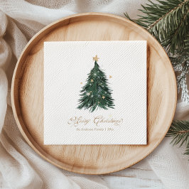 Guardanapo De Papel Árvore de Natal em Ouro Branco Elegante
